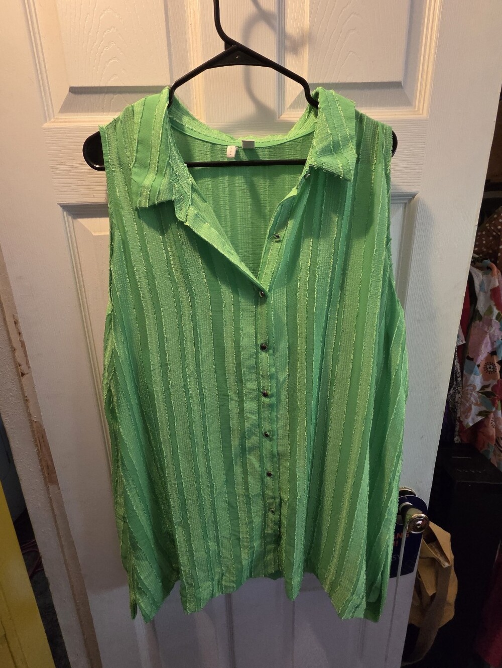 Sleeveless Green Button-Front Women's Top